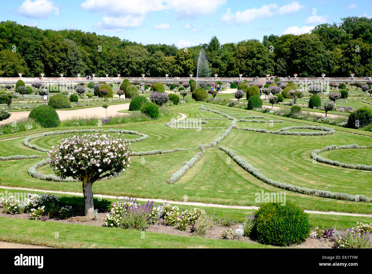 Diane de Poitiers' garden a Chateau de Chenonceau in Indre-et-Loire, Francia Foto Stock