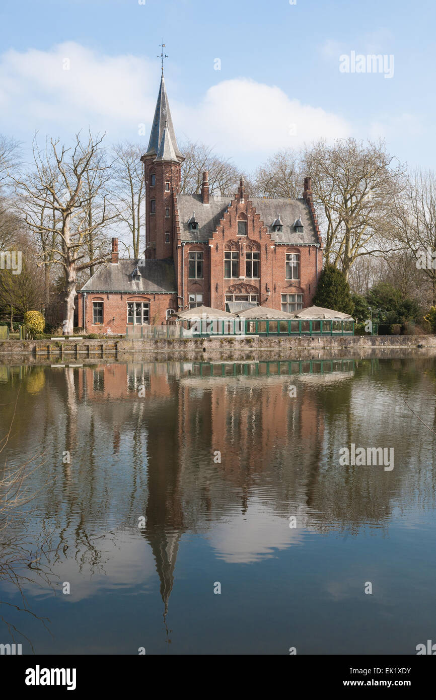 Minnewater (Lago di amore) Bruges, Belgio Foto Stock