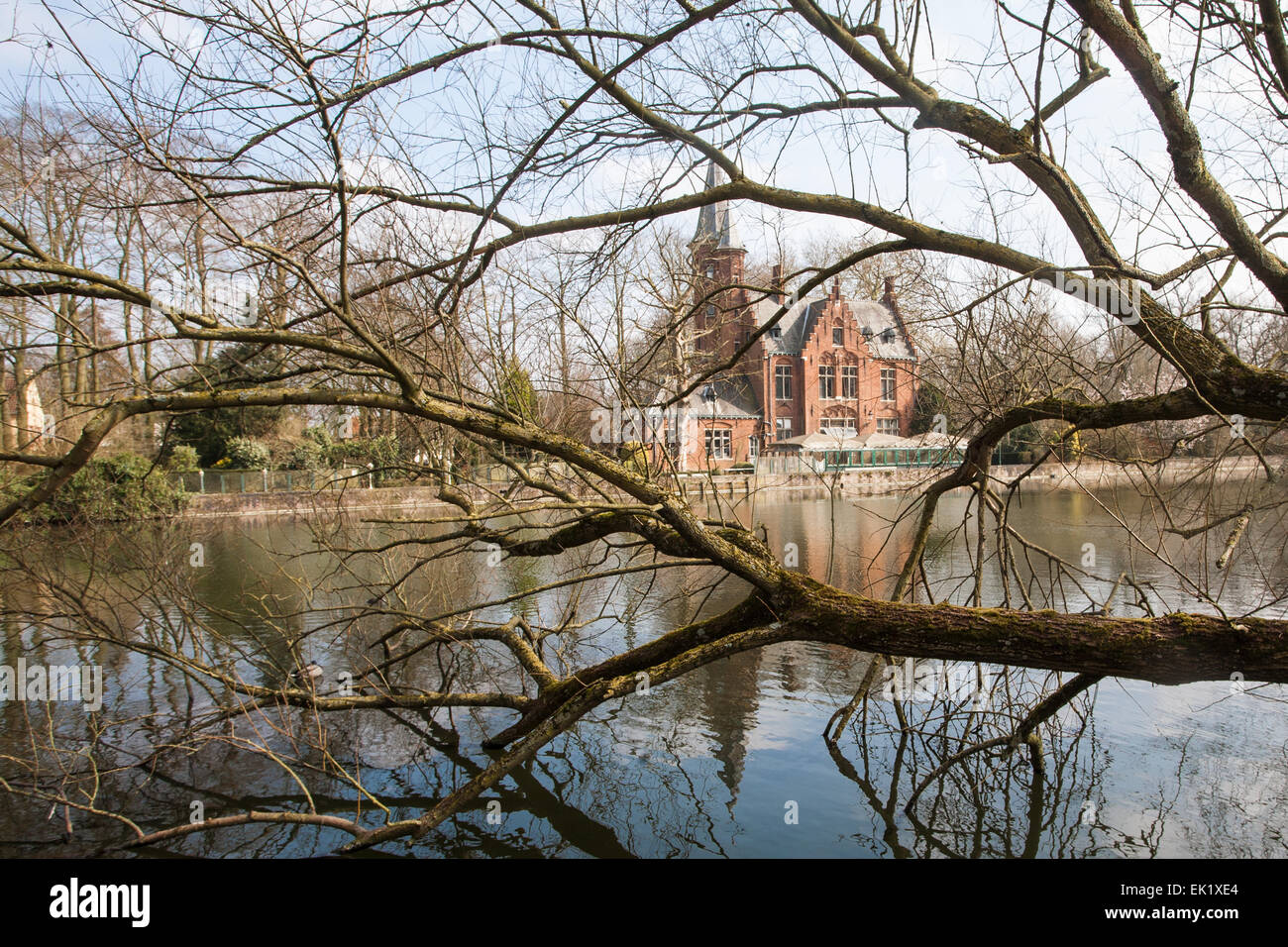 Minnewater (Lago di amore) Bruges, Belgio Foto Stock