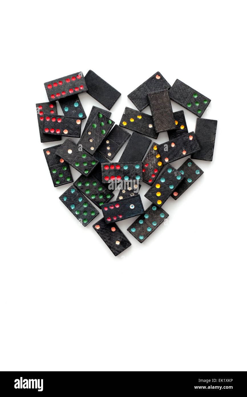 Forma di cuore di domino Foto Stock