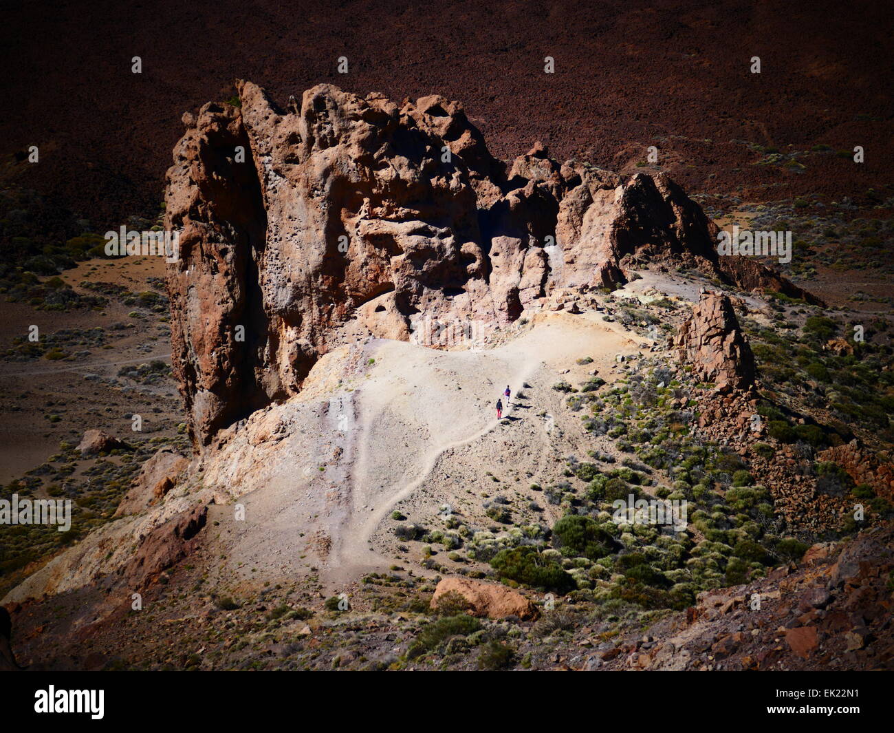 Ciclista Trekker bicicletta trekking sul Monte Teide Parque Nacional del Teide Tenerife Isole Canarie Spagna Foto Stock