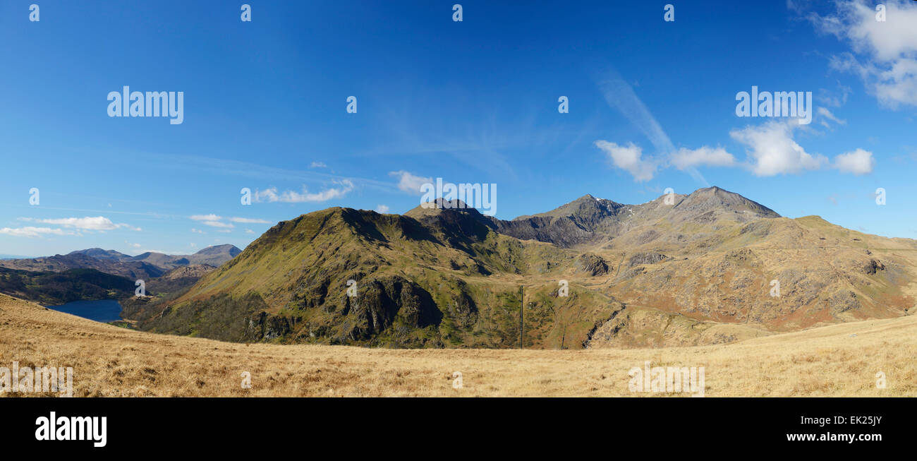 Snowdon Horseshoe in Snowdonia, Gwynedd, il Galles del Nord. Foto Stock
