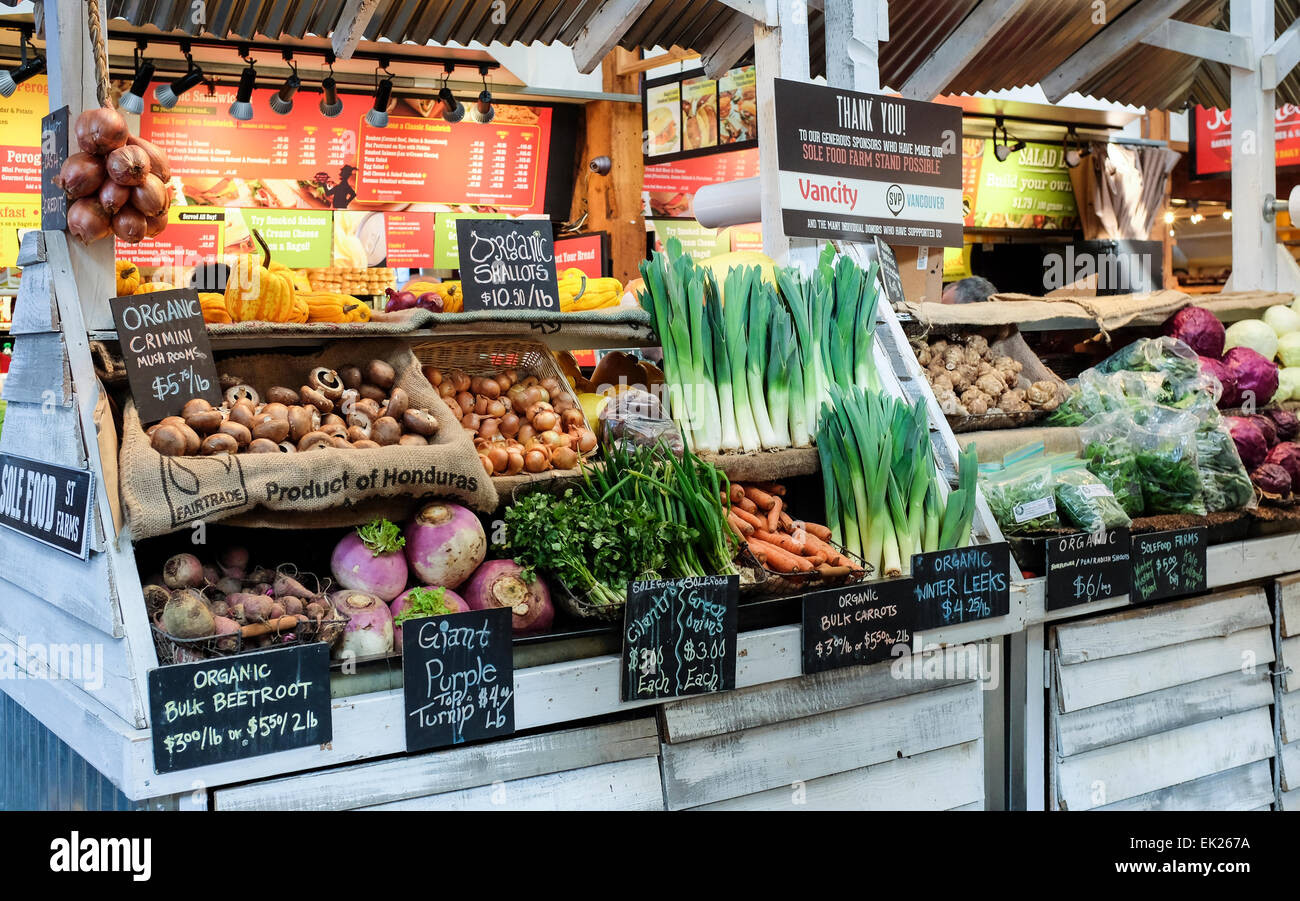 Granville Island il Mercato Pubblico, Vancouver, Canada Foto Stock