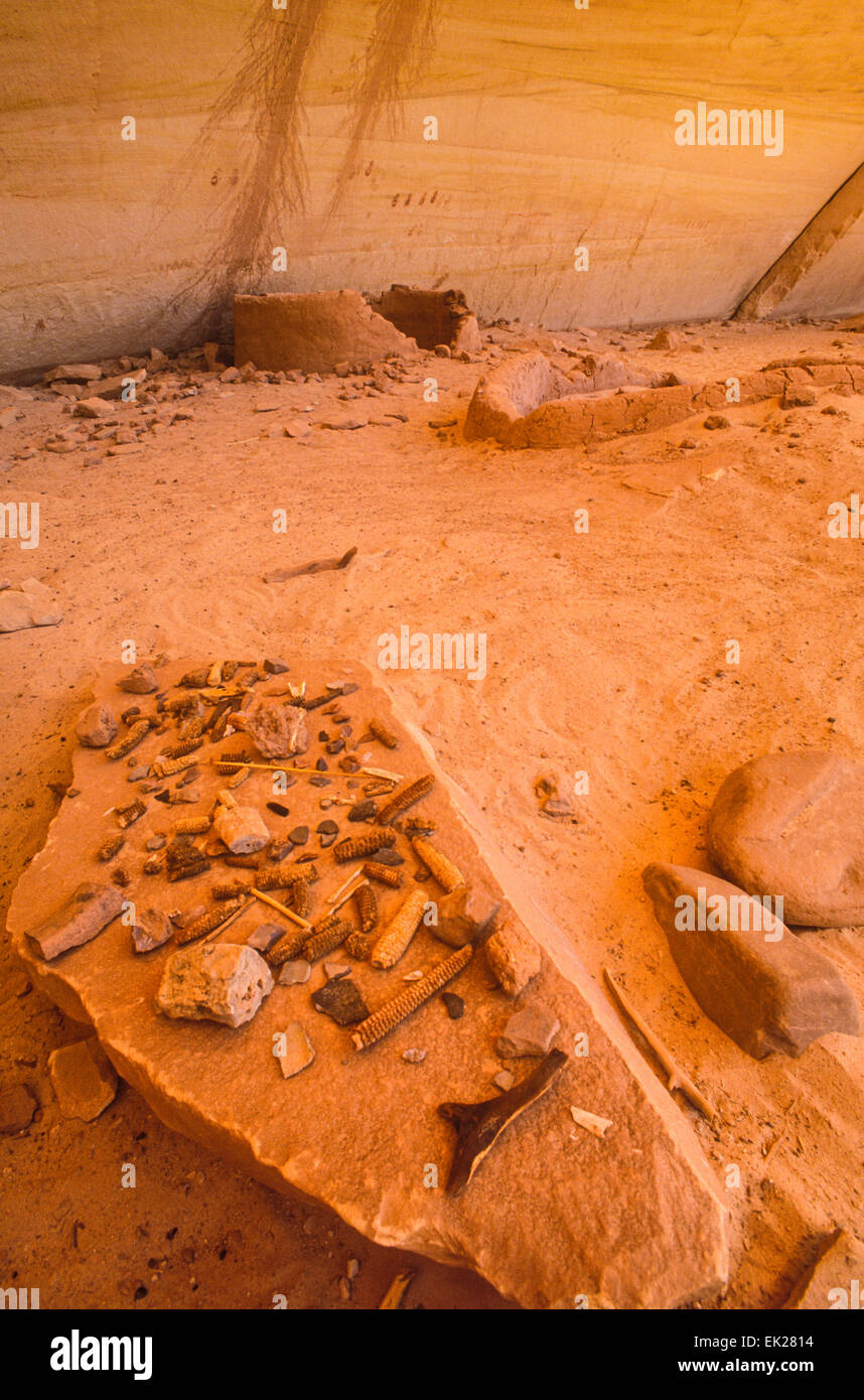 Anasazi artefatti indiano al Kachina Bridge rovine, ponti naturali monumento nazionale, Utah Foto Stock