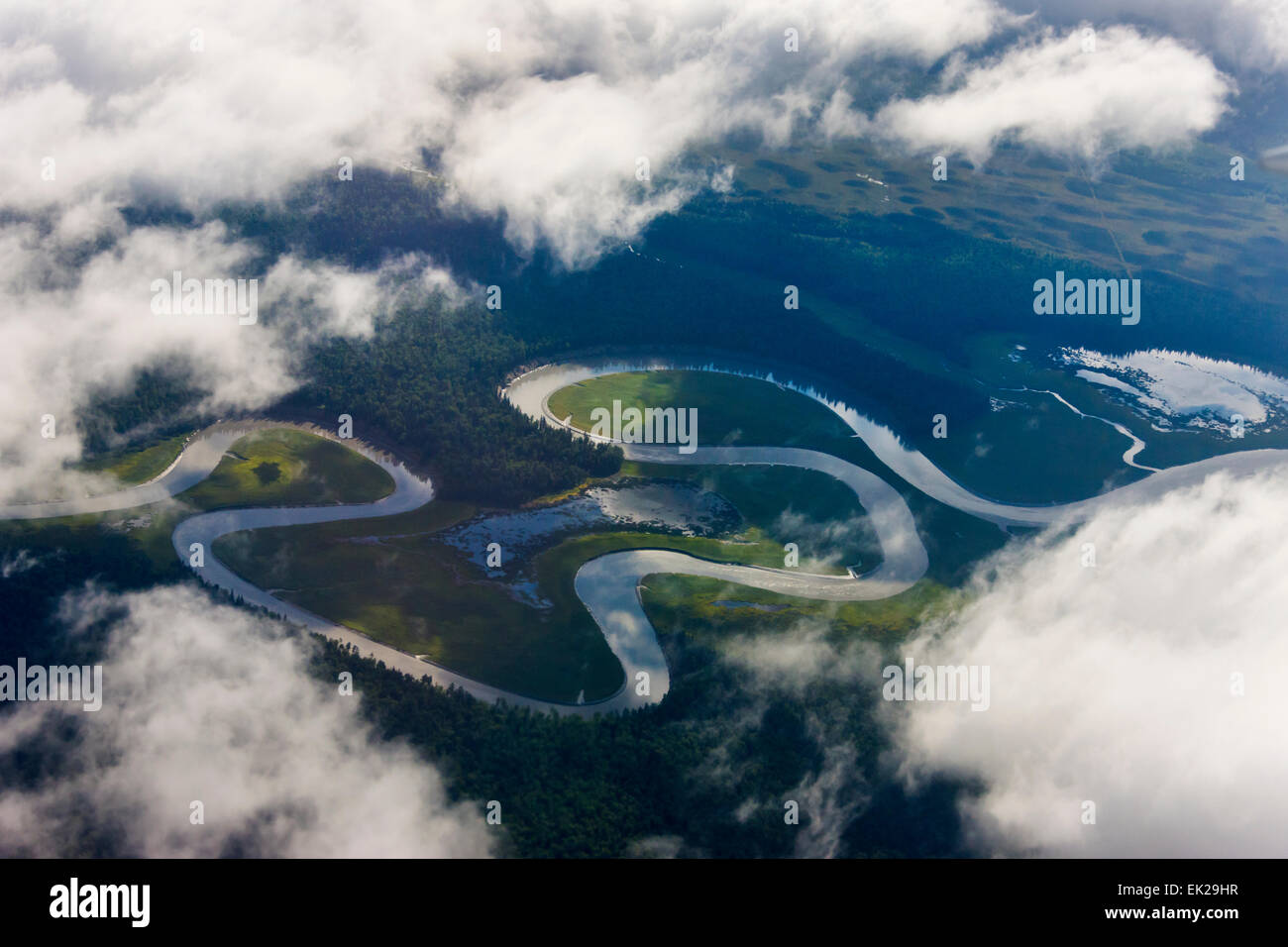 Vista aerea delle vie navigabili, Alaska, STATI UNITI D'AMERICA Foto Stock