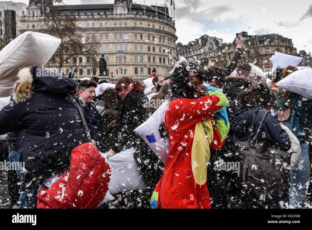 Il cuscino internazionale lotta giorno in Trafalgar Square a Londra. Foto Stock