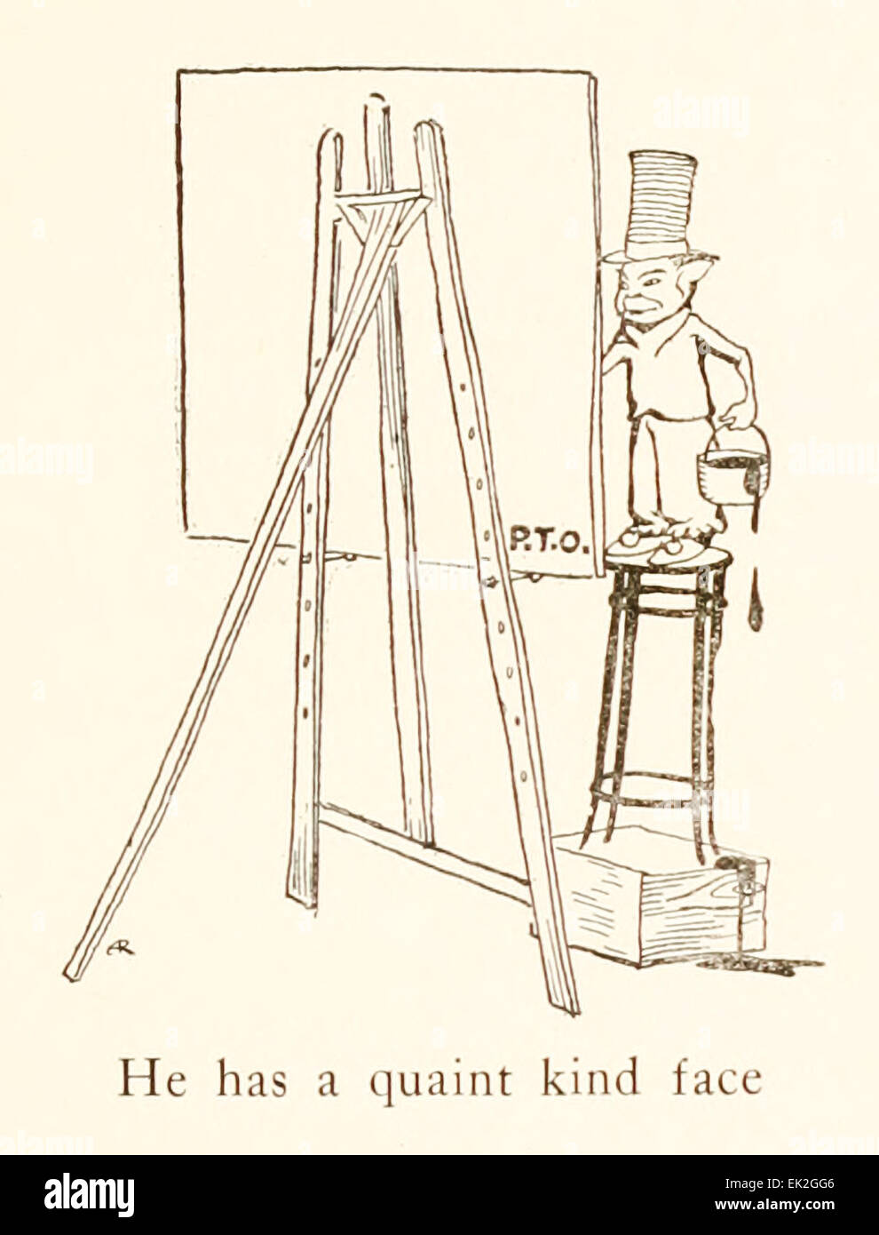 Egli aveva un caratteristico tipo face - Illustrazione di Arthur Rackham (1867-1939) da 'Snickerty Nick e il Gigante' di Julia Ellsworth Ford (1859-1950). Vedere la descrizione per maggiori informazioni. Foto Stock