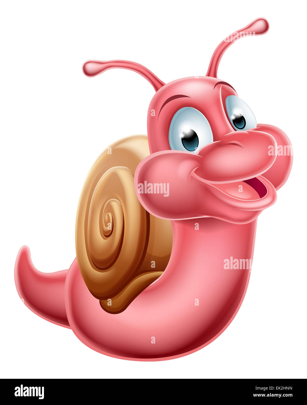 Una illustrazione di un simpatico cartoon felice va a passo di lumaca Foto Stock Una illustrazione di un simpatico cartoon felice va a passo di lumaca Foto Stock