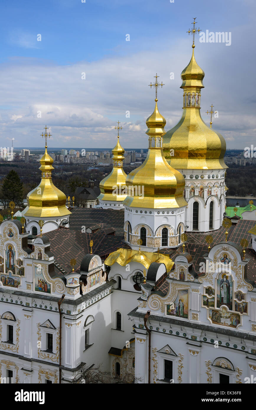 Cupole dorate del Lavra Kiev-Pechersk chiesa Foto Stock