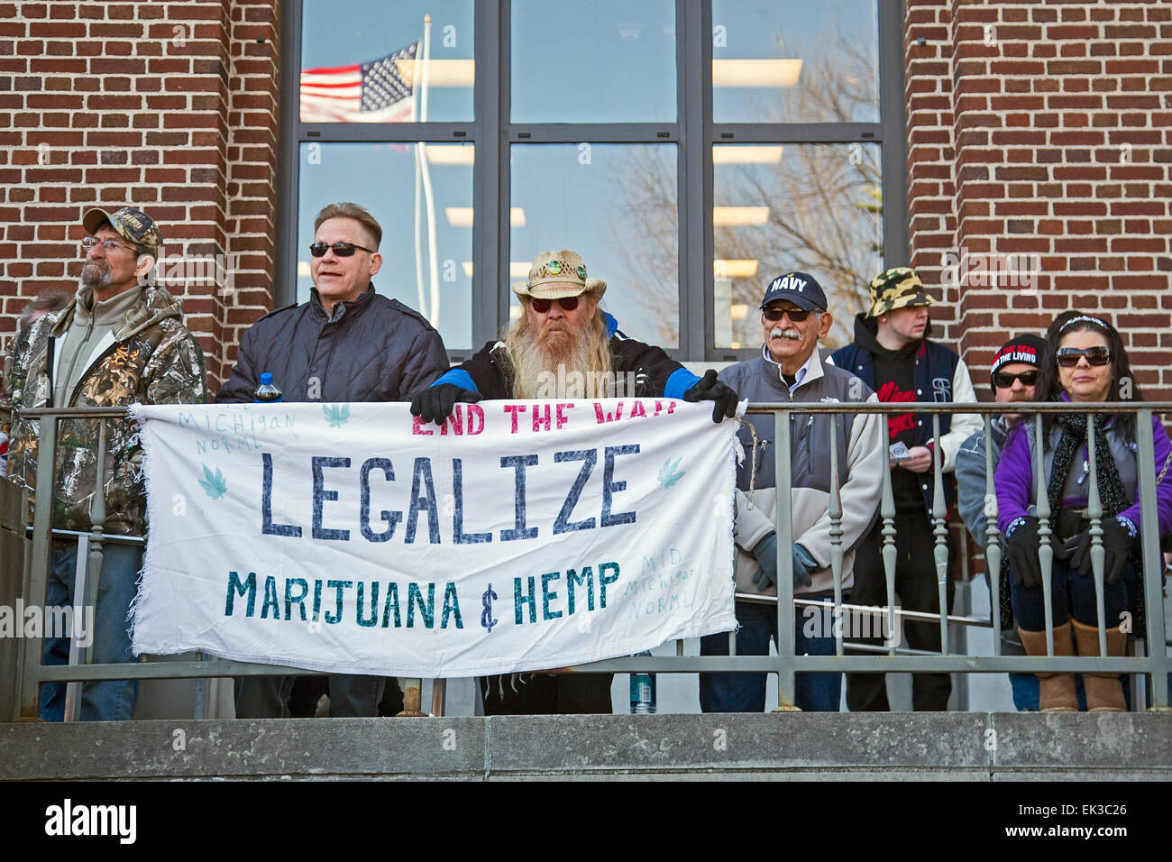 L'Hash annuale Bash presso l'Università del Michigan, dove un sacco di marijuana è affumicato e altoparlanti call per la sua legalizzazione. Foto Stock