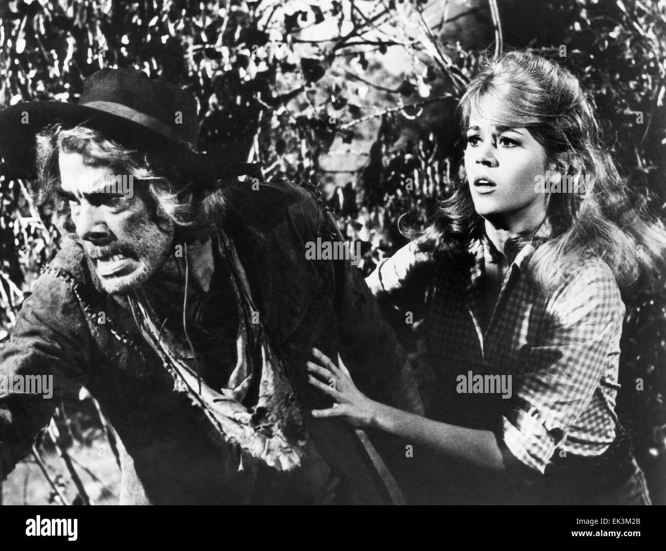 Lee Marvin, Jane Fonda, sul set del film 'Cat Ballou', 1965 Foto Stock