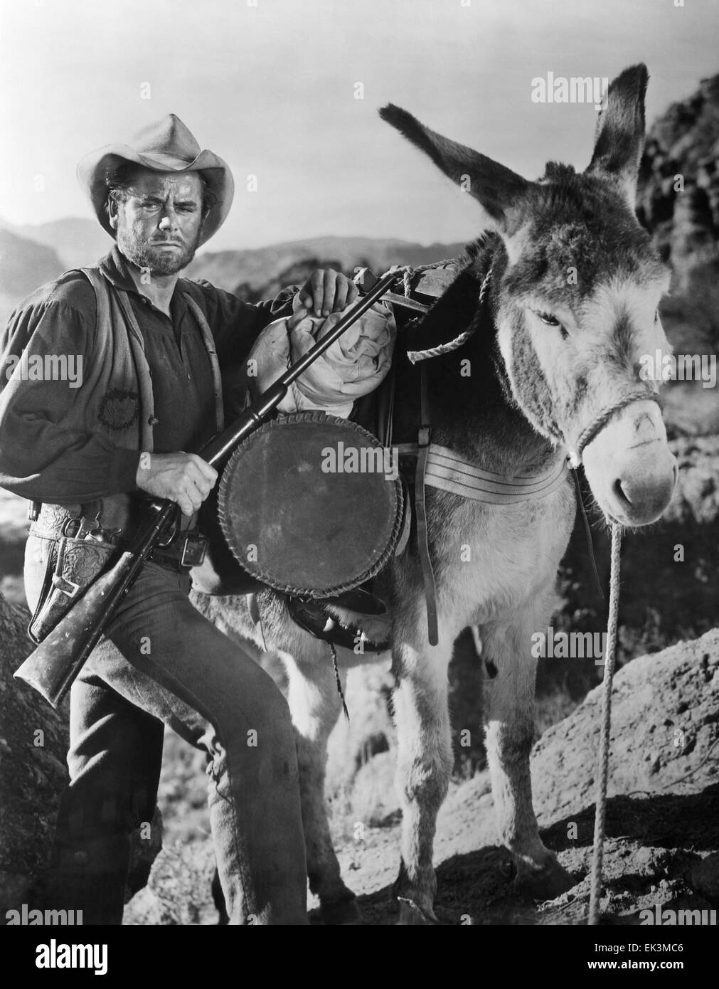 Glenn Ford, sul set del film 'Lussuria per l'oro", 1949 Foto Stock