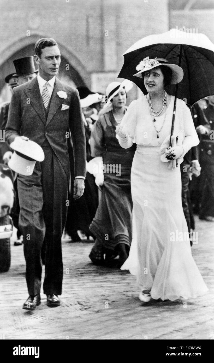 Il re George VI, Queen Elizabeth con ombrellone, del Regno Unito, Ritratto, 1937 Foto Stock
