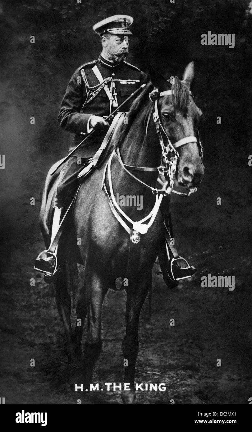 Il re Giorgio V del Regno Unito, ritratto a cavallo, risalente alla fine del 1920 Foto Stock