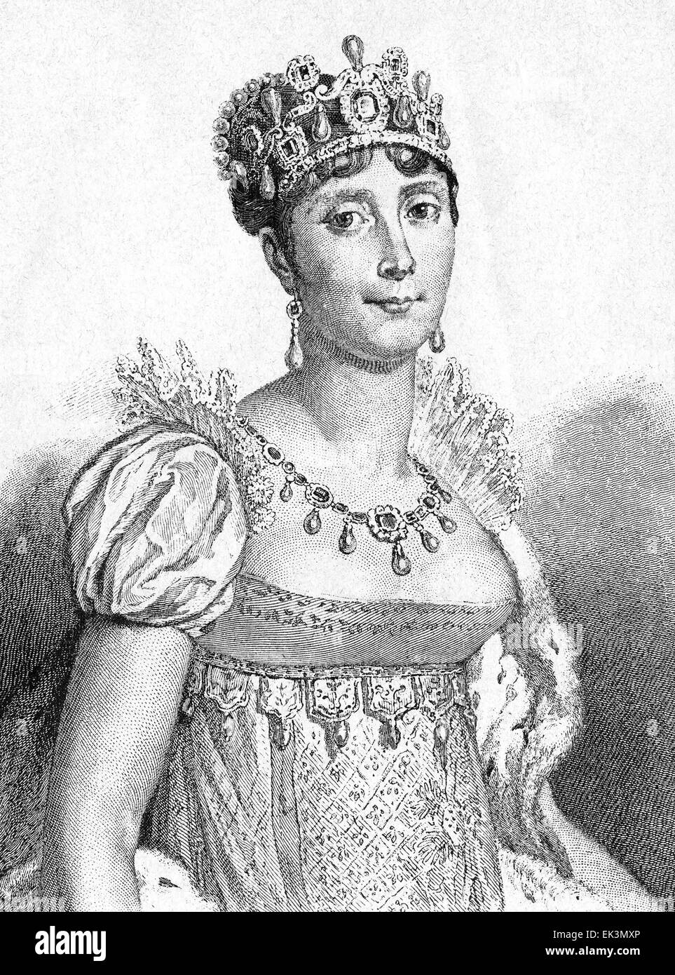 Imperatrice Giuseppina de Beauharnais, consorte di Napoleone I, della Francia, a sua incoronazione, 1804 Foto Stock