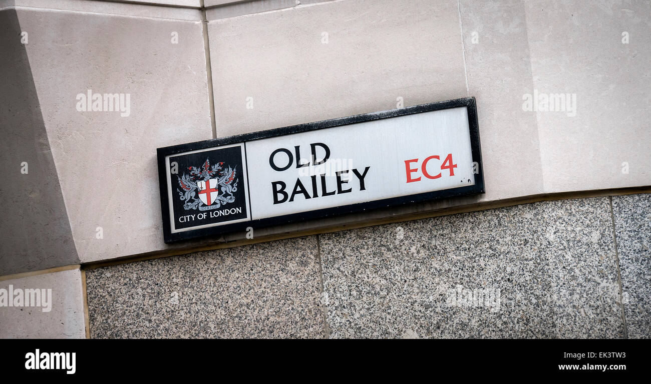 Old Bailey Street segno, Londra, Gran Bretagna Foto Stock