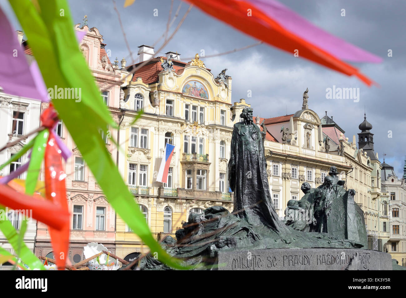 Jan Hus monument, Praga, la Piazza della Città Vecchia (Staromestske namestí) Foto Stock