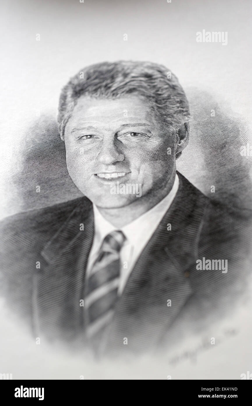 Ritratto del presidente Bill Clinton un governo federale incisione incisa in una piastra in metallo Foto Stock