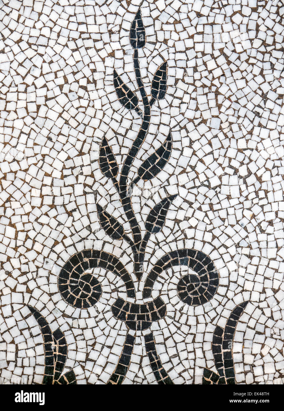 La configurazione di sfondo di antiche tessere di mosaico raffigurante una pianta di vite Foto Stock