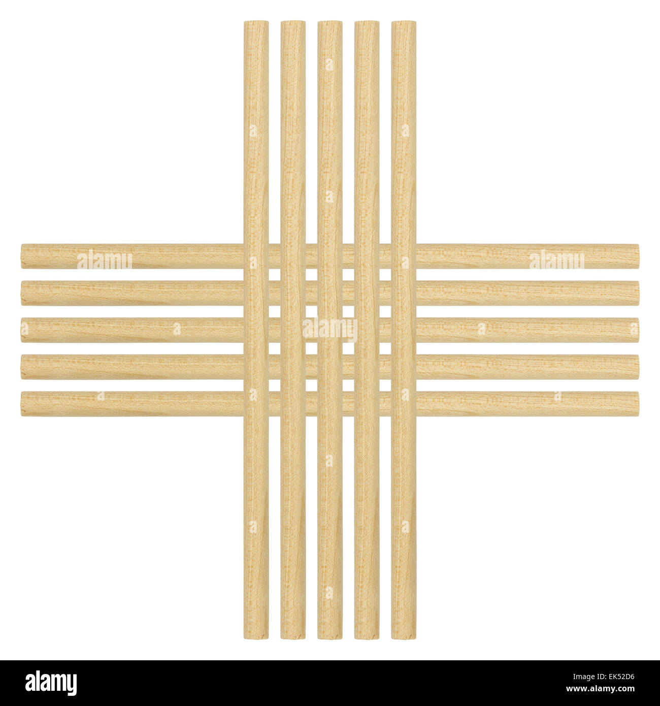 Bastone di legno isolato su sfondo bianco Foto Stock