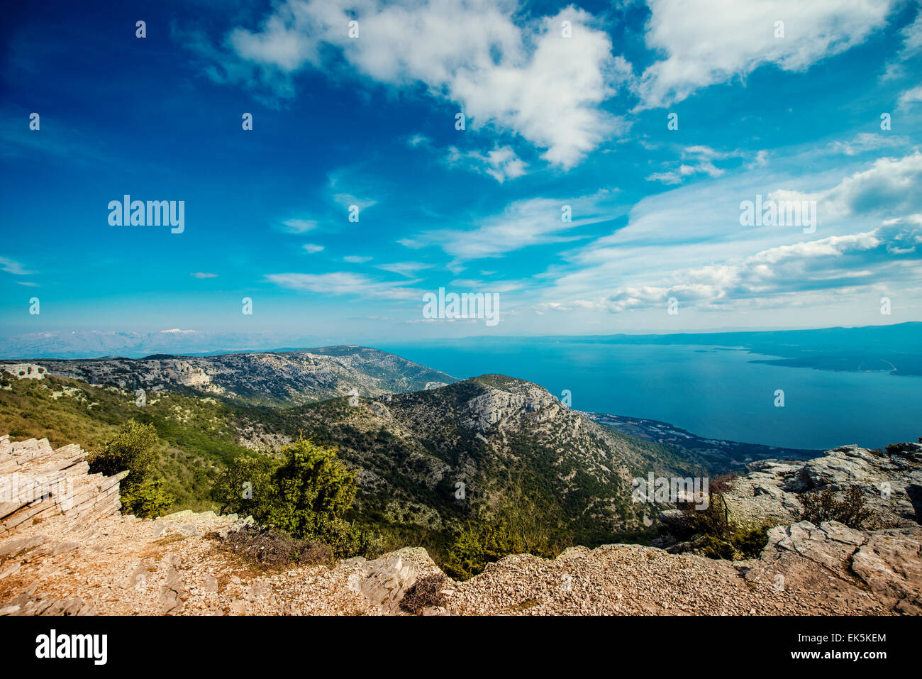 Vista da Vidova Gora sull'isola di Brac Foto Stock