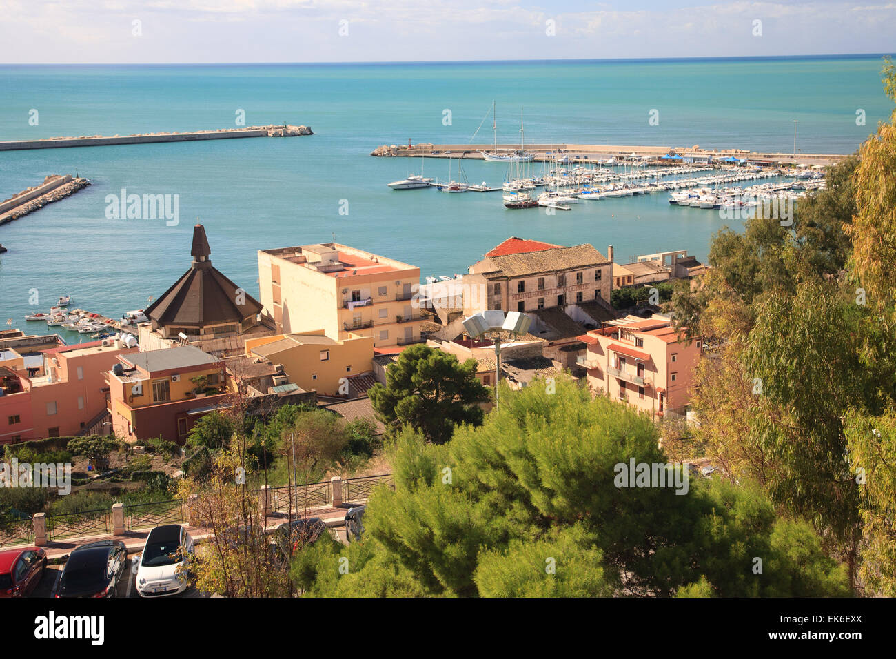 Il porto di Sciacca in provincia di Agrigento sulla costa sud occidentale della Sicilia, Italia Foto Stock