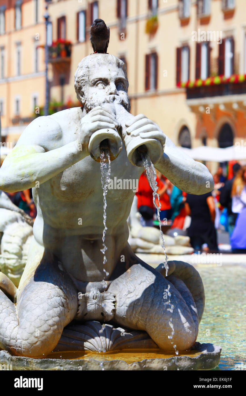 Famoso Fountaine in Piazza Navona, Roma, Italia Foto Stock