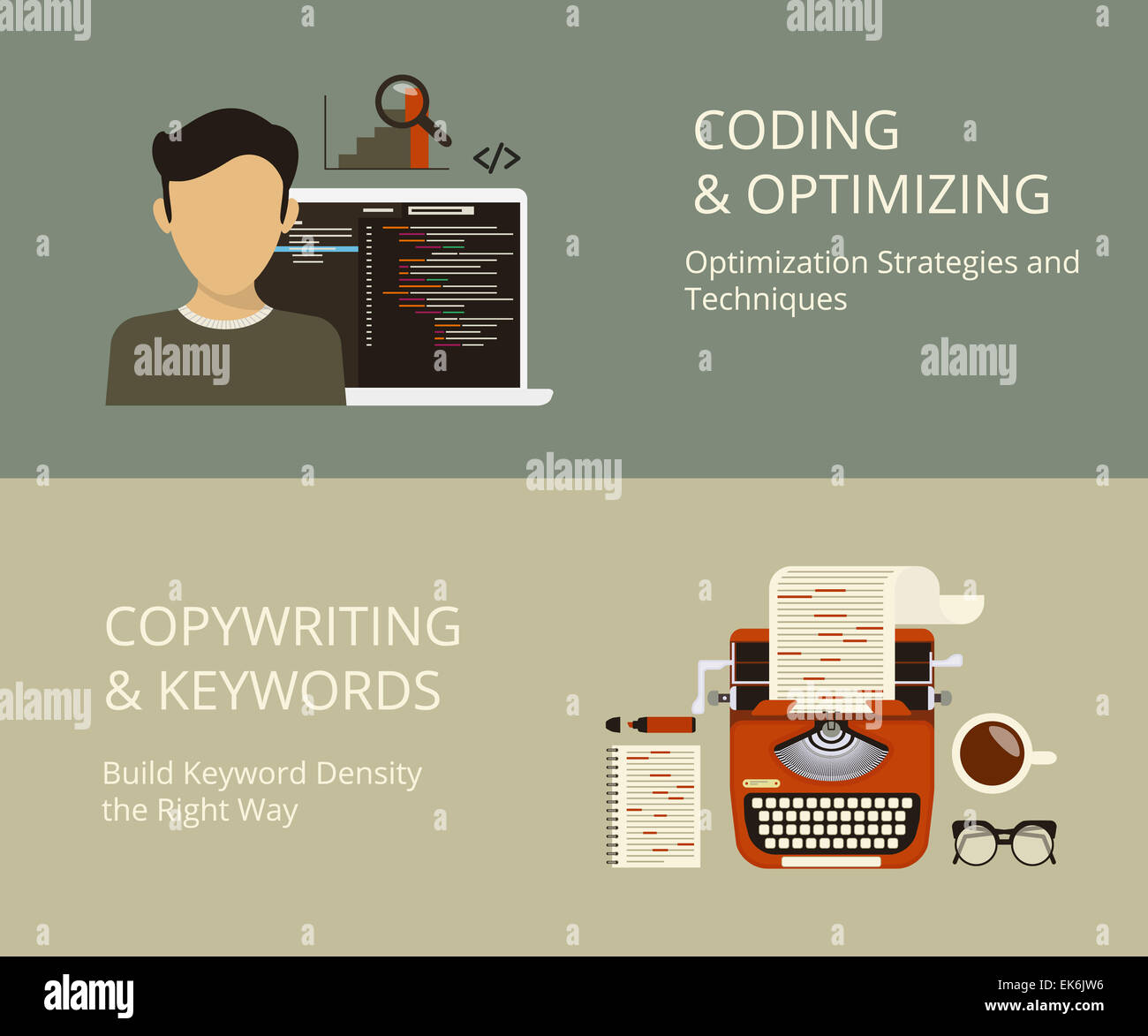 Codifica e copywriting Foto Stock