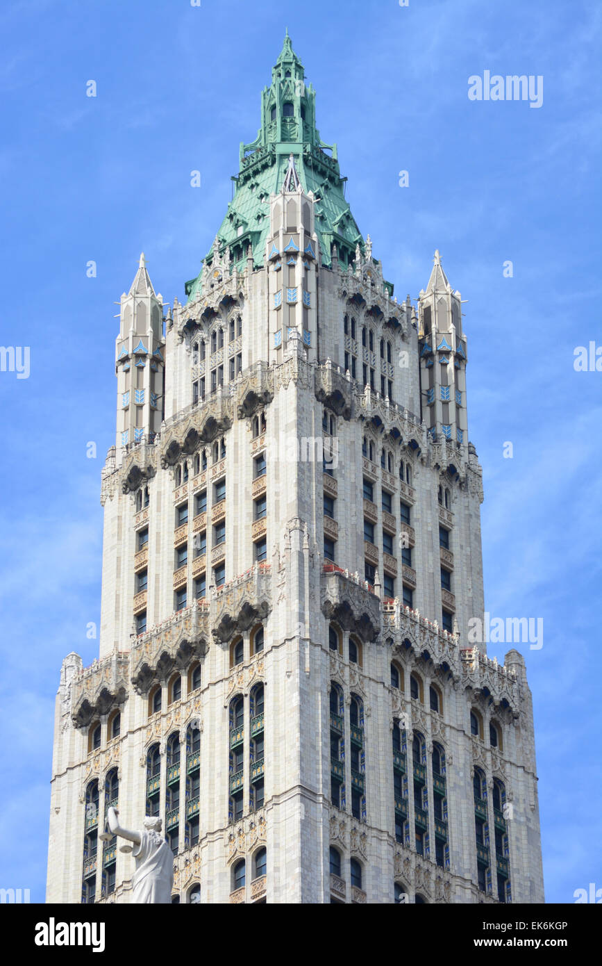 Woolworth Building in Manhattan inferiore. Foto Stock