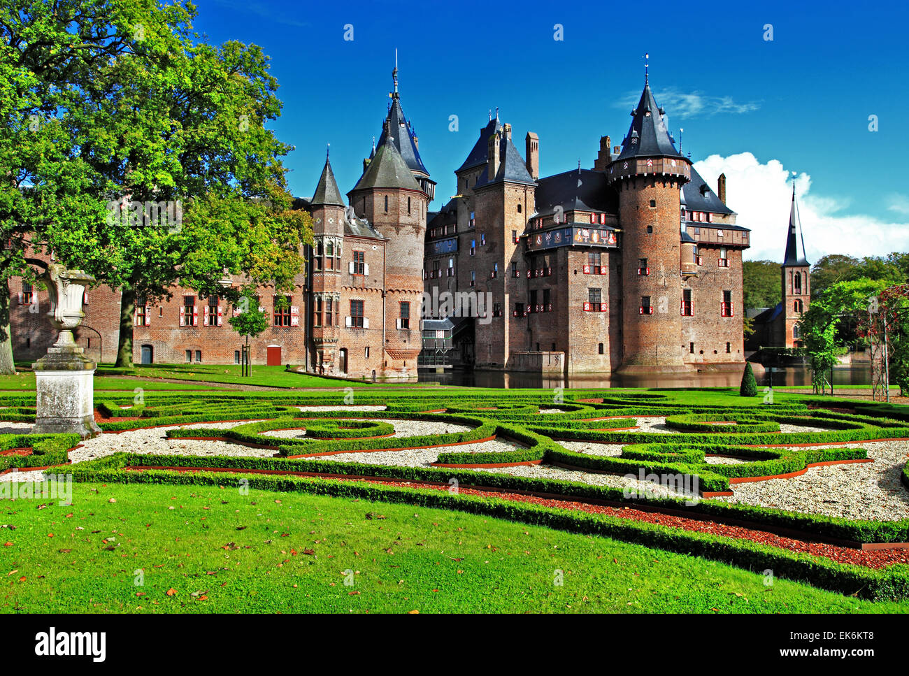 Castello medievale De Haar in Olanda, nei pressi di Utrecht Foto Stock