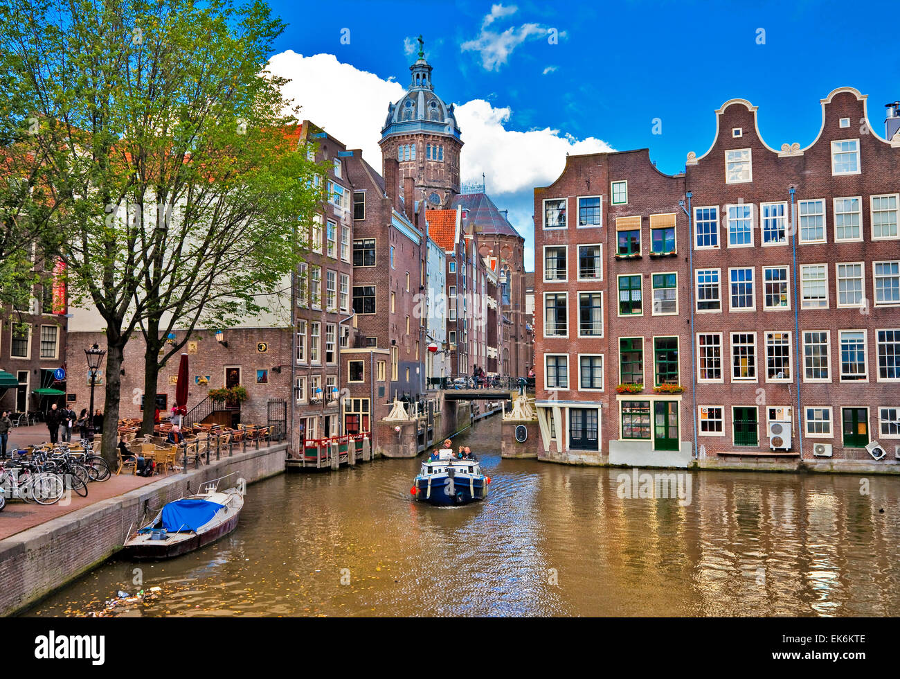 Canali di Amsterdam, centro città Foto Stock