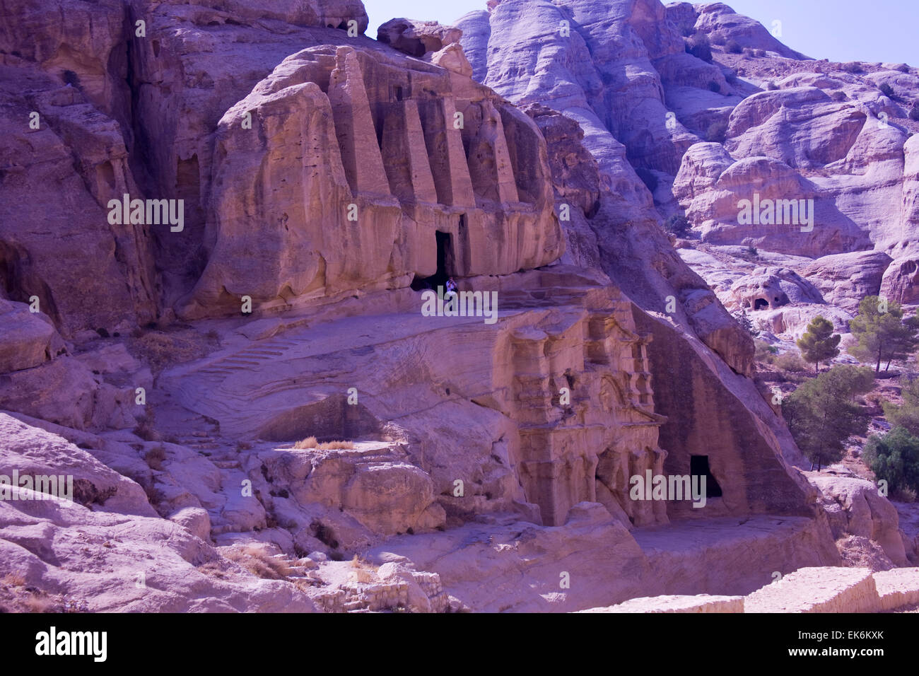 I sorprendenti monumenti di pietra di Petra, Giordania, Medio Oriente Foto Stock