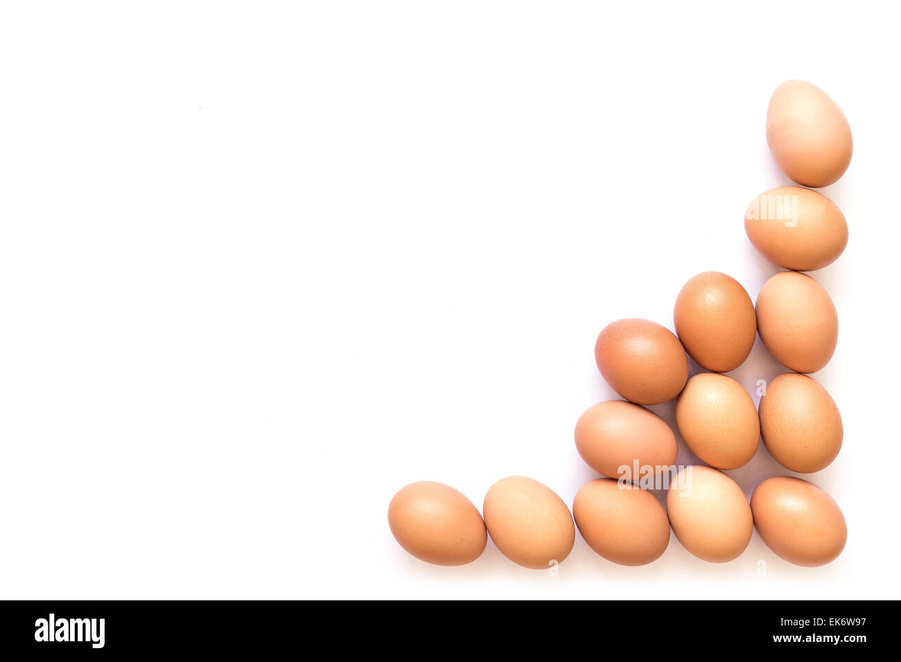 Uova isolate su sfondo bianco Foto Stock
