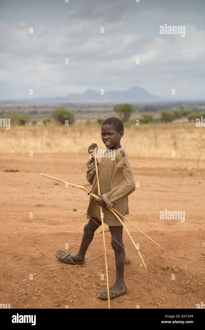 Karamojong boy, vicino Kapedo village, Kaabong distretto, Uganda Foto Stock