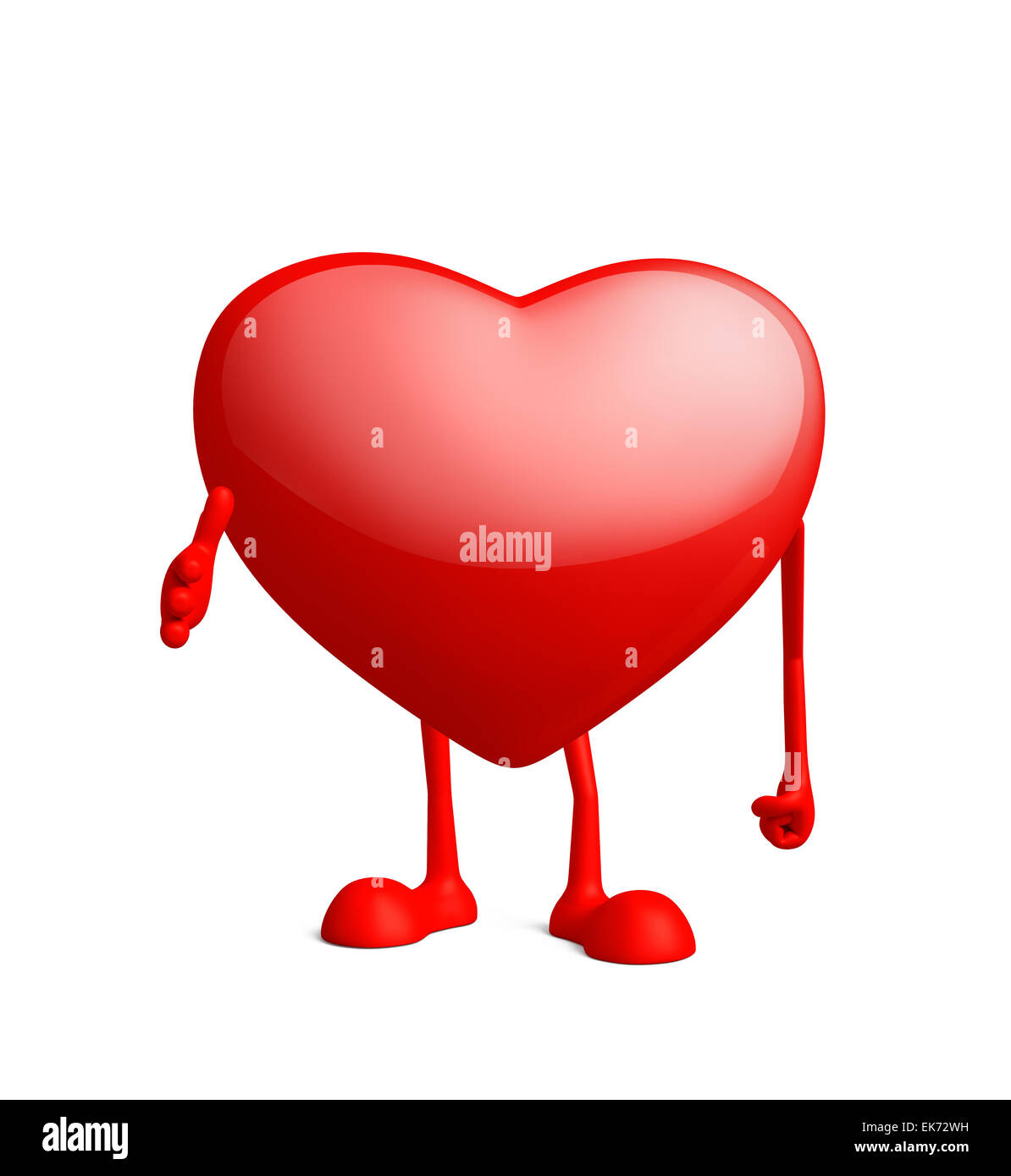 Illustrazione di 3D cuore carattere con scuotimento posa a mano Foto Stock