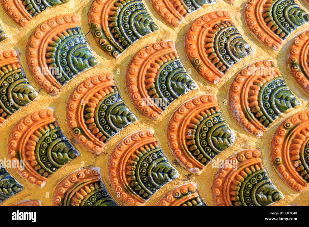 Vintage texture di piastrelle nel tempio, Thailandia Foto Stock