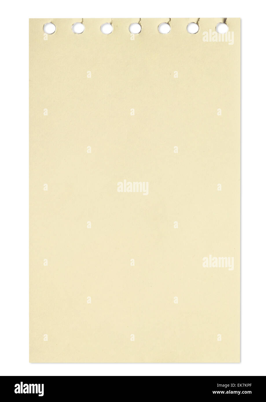 Il foglio vuoto di carta marrone da un notebook Foto Stock