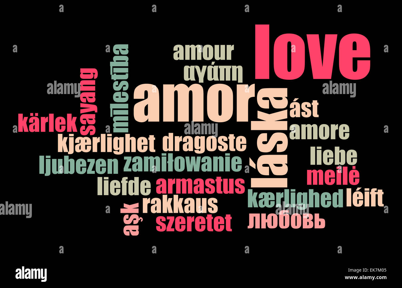 Amore in molte lingue Foto Stock