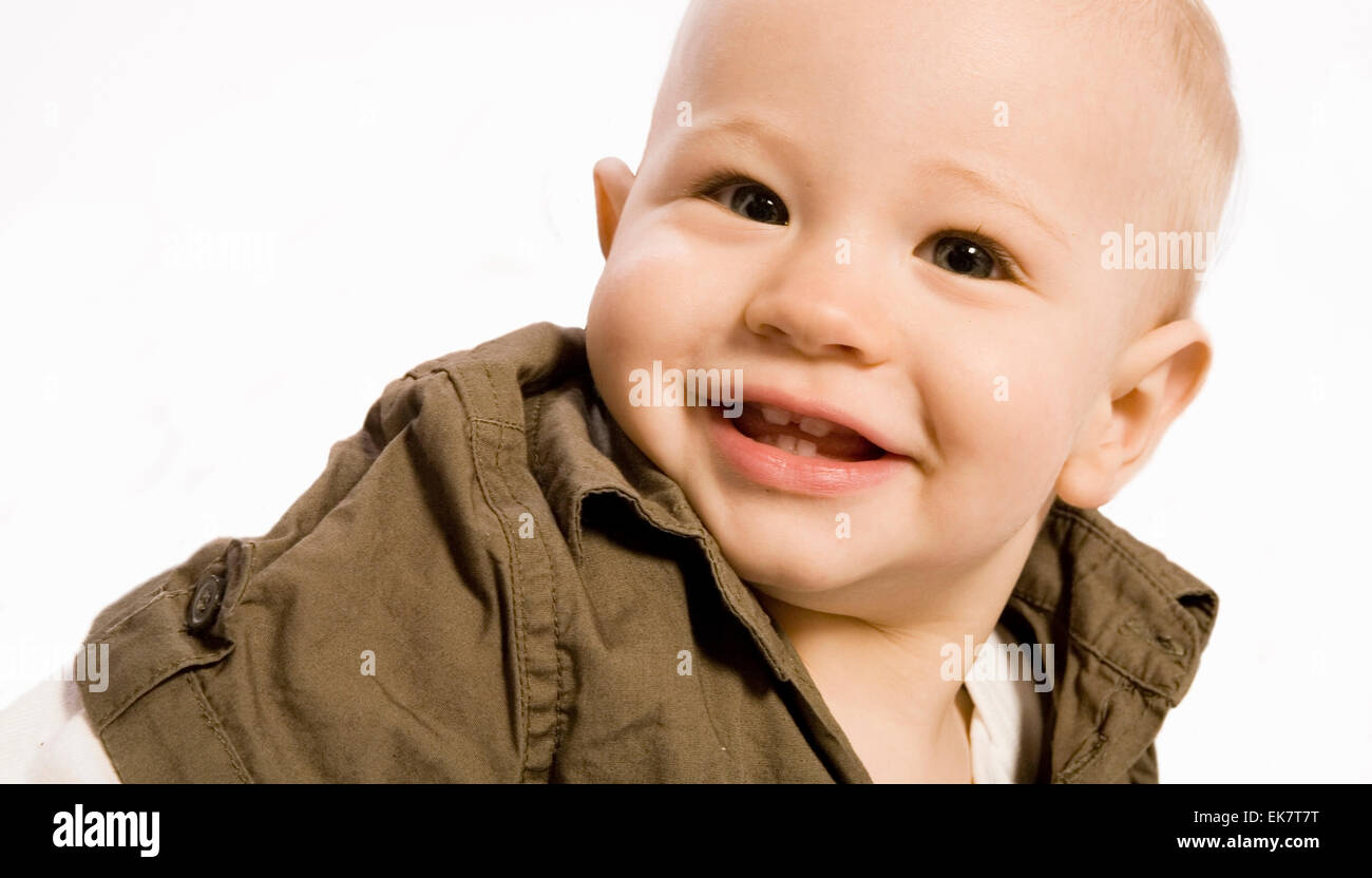 Laughing baby boy Foto Stock