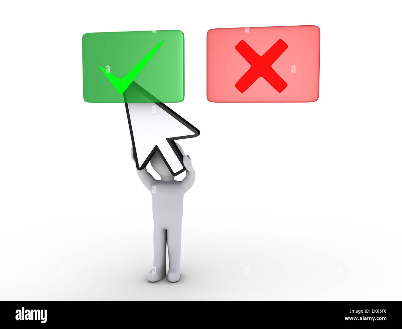 Persona che detiene il cursore sta selezionando il pannello verde Foto Stock