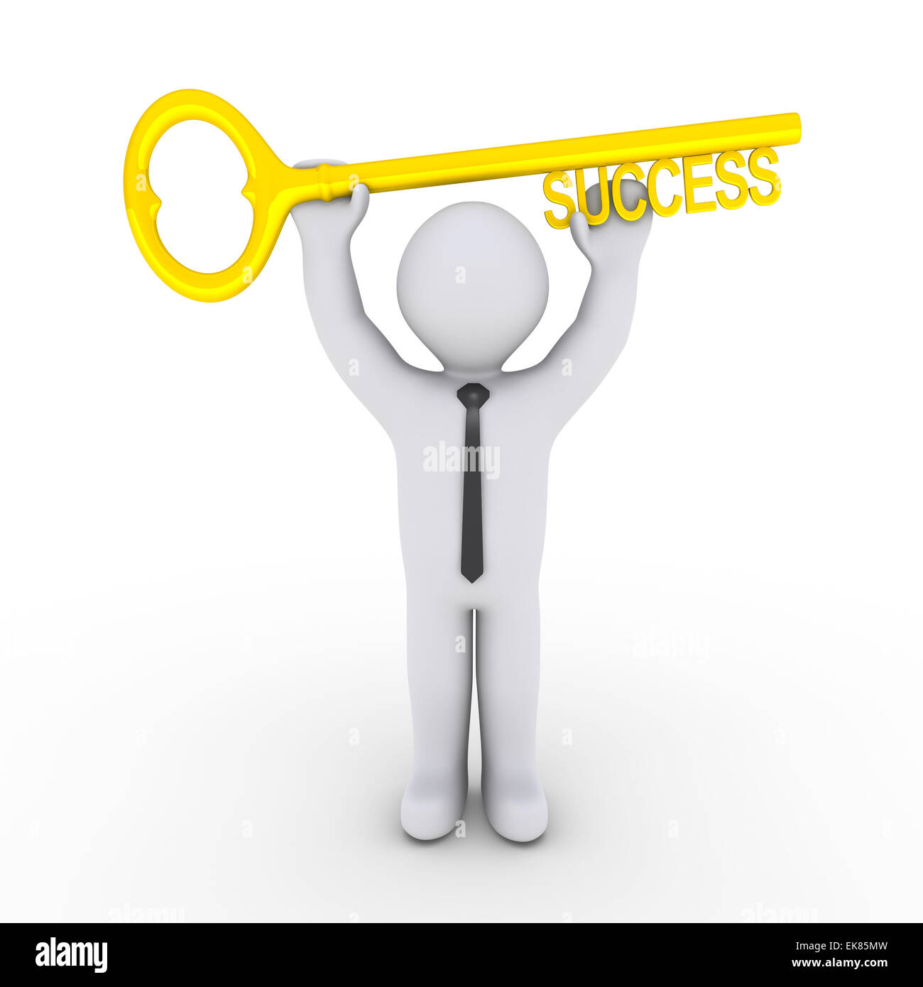 Happy businessman holding successo-key Foto Stock