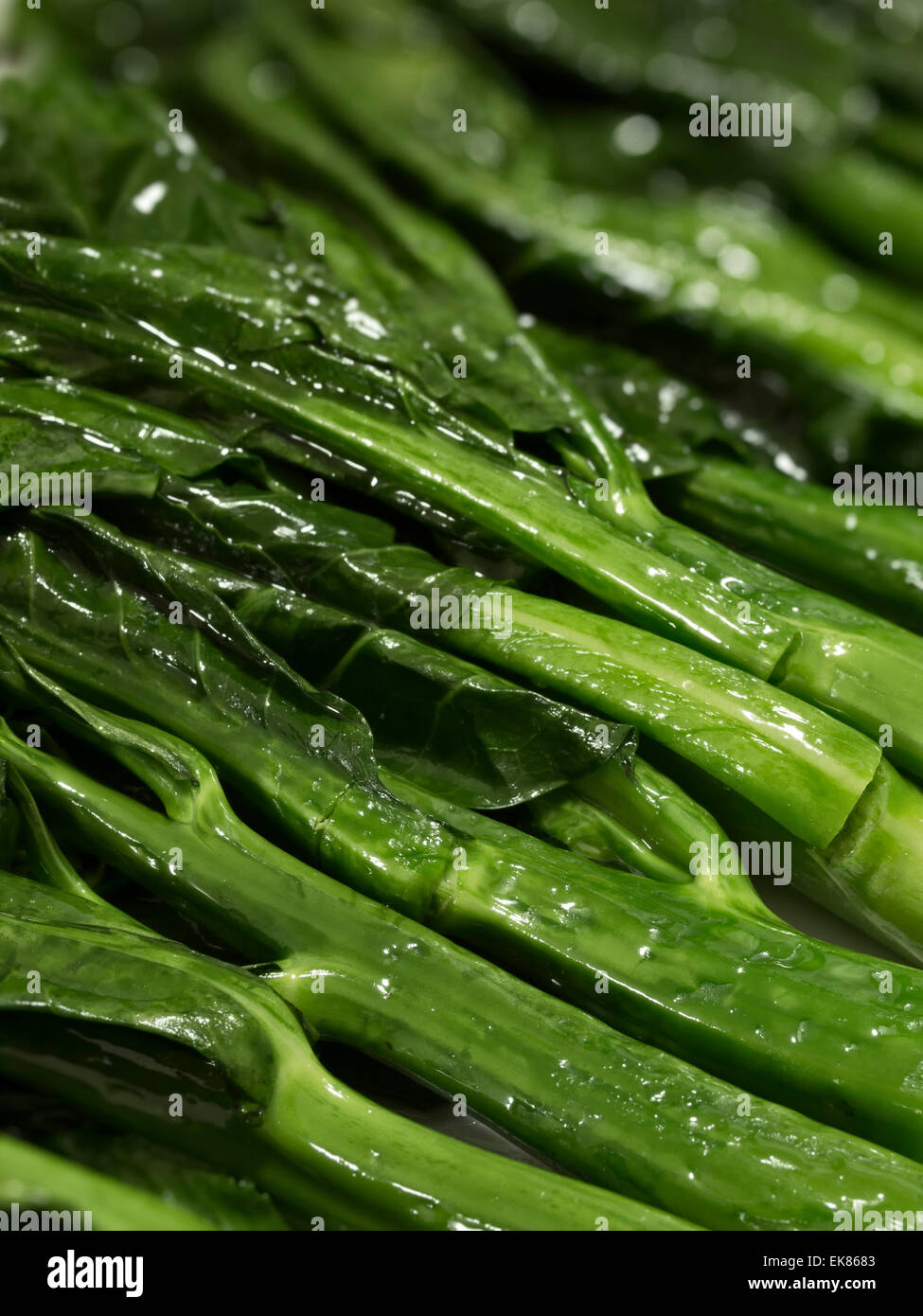 Saltate in padella broccoli cinesi Foto Stock