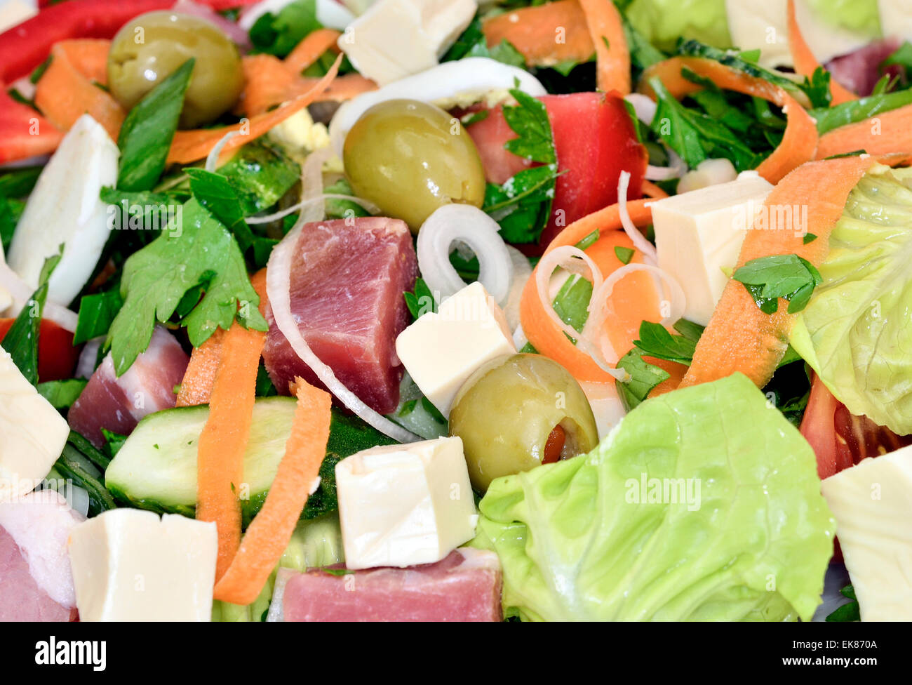 Insalata primaverile sfondo Foto Stock