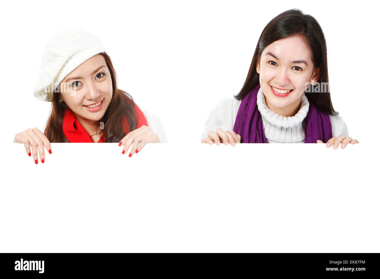 Giovani donne al di sopra dello spazio vuoto Foto Stock