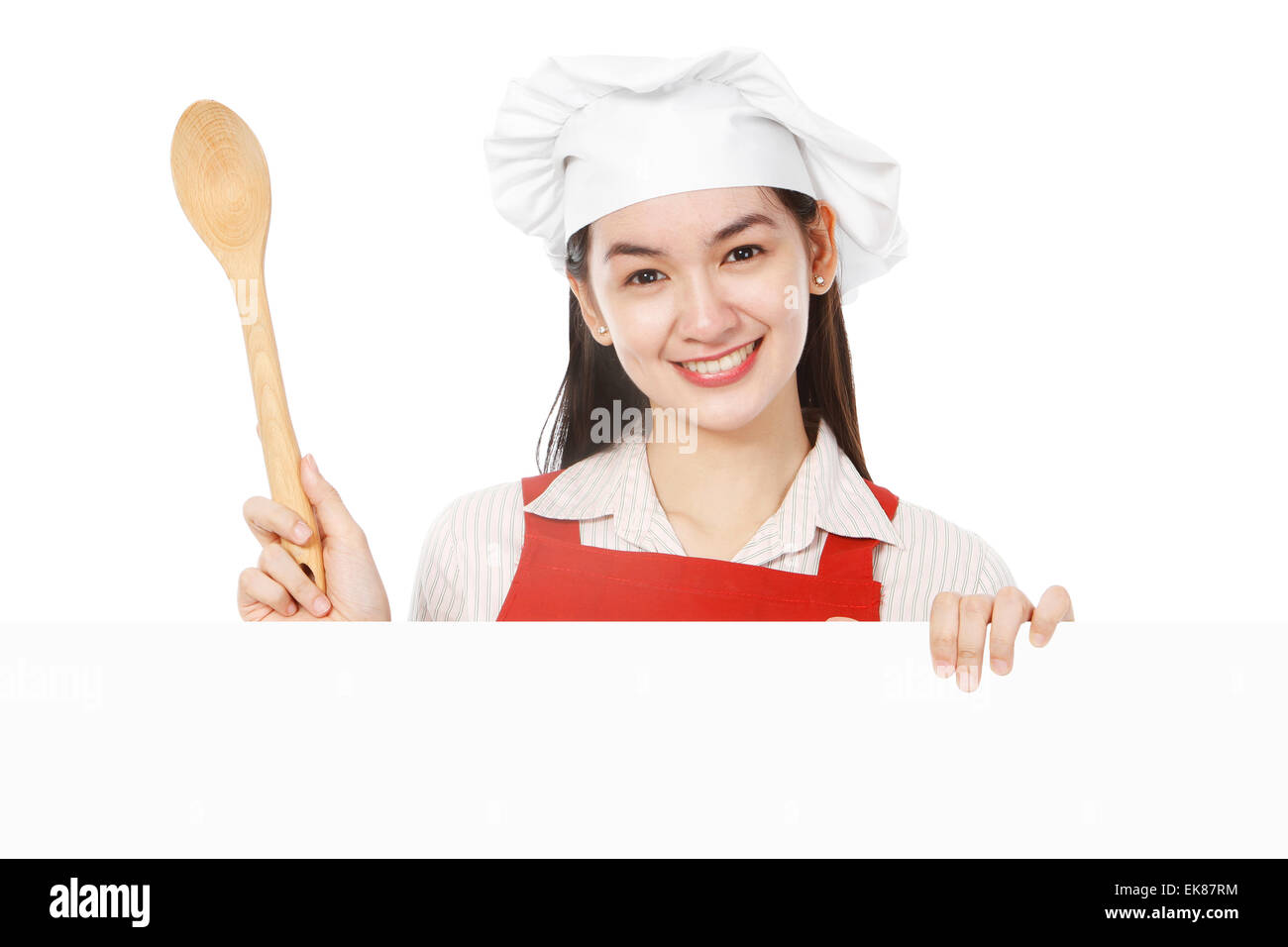 Giovane cuoco al di sopra dello spazio vuoto Foto Stock