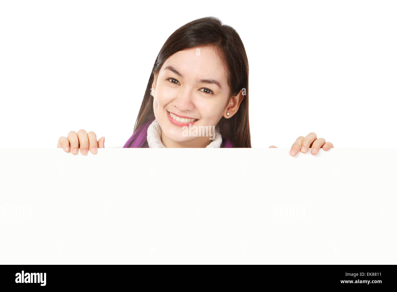 Giovane donna al di sopra dello spazio vuoto Foto Stock