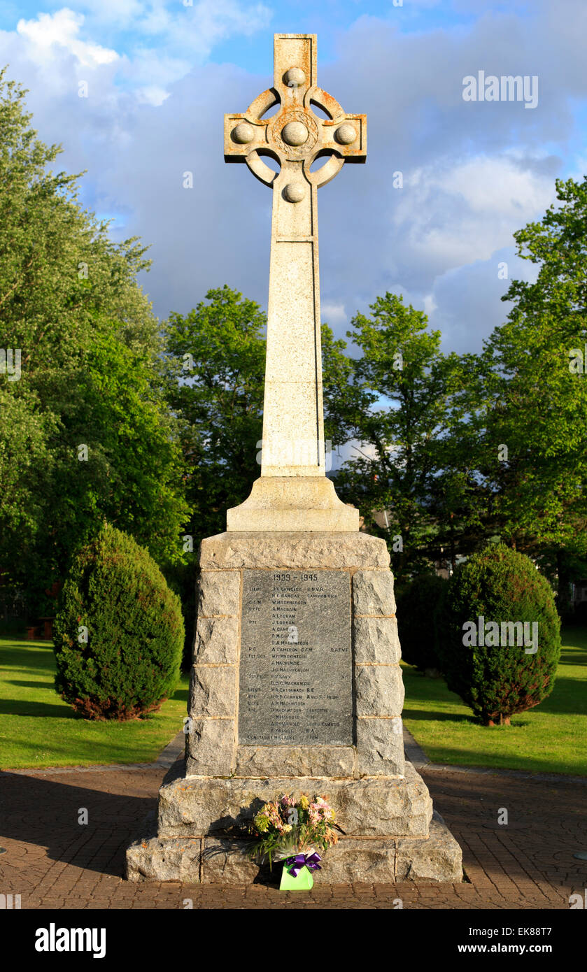 Memoriale di guerra a Kingussie, Scozia, Europa Foto Stock