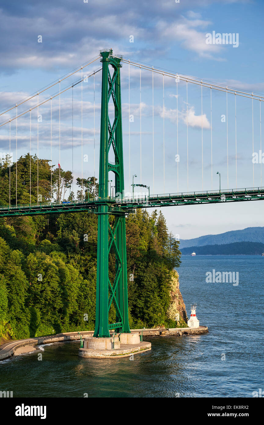 Ponte Lions Gate, Stanley Park. Vancouver, British Columbia, Canada Foto Stock