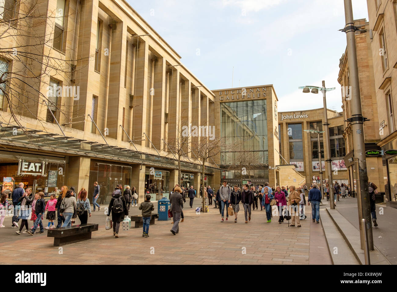 Ingresso a Buchanan Galleries shopping centre all'angolo di Sauchiehall Street e Buchanan Street, Glasgow, Scotland, Regno Unito Foto Stock