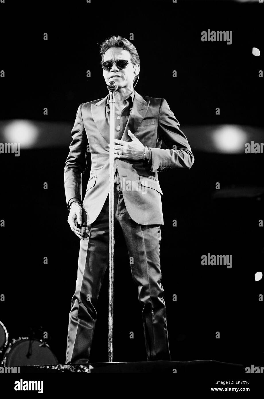 Marc Anthony esegue presso l'American Airlines Arena sul suo "Cambio de Piel' tour con: Marc Anthony dove: Miami, Florida, Stati Uniti quando: 03 Ott 2014 Foto Stock